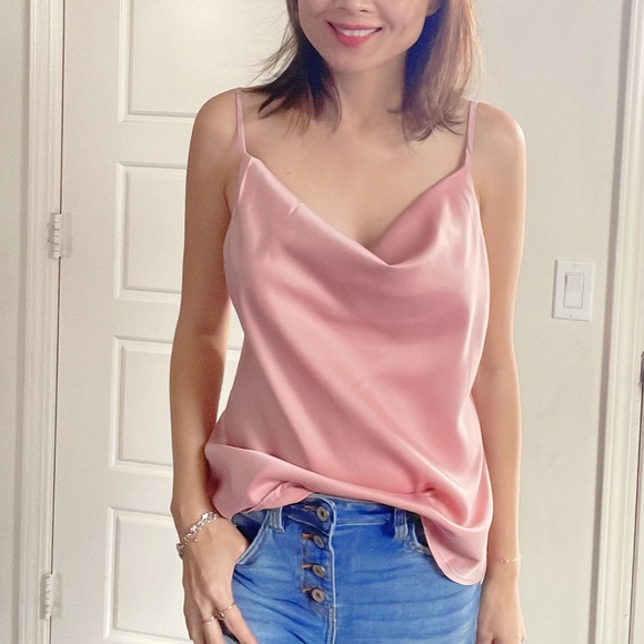 071 Luxe Satin Drapey Adjustable Strap Cami Top - Picture 11 of 12